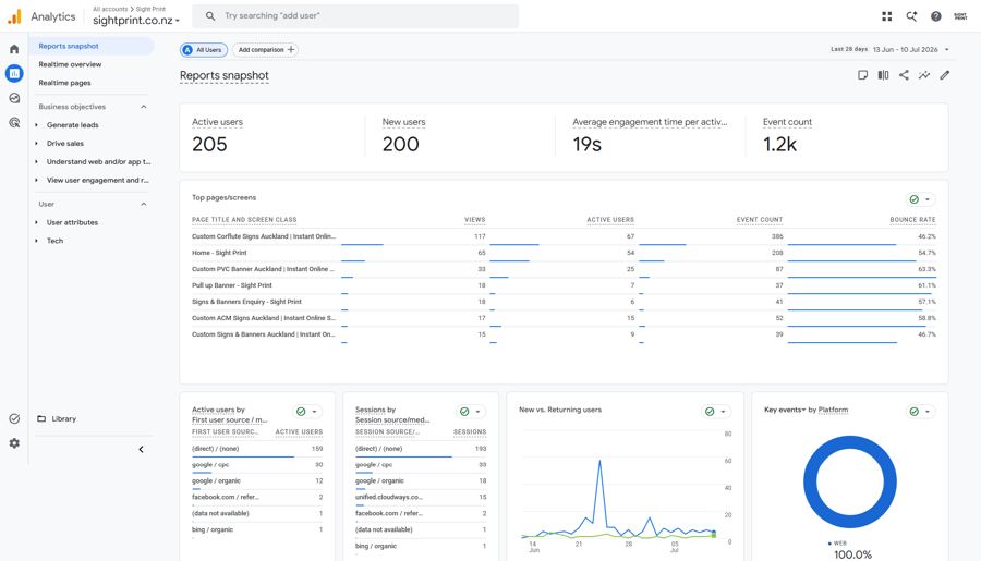 Google Analytics reports with identifying details hidden